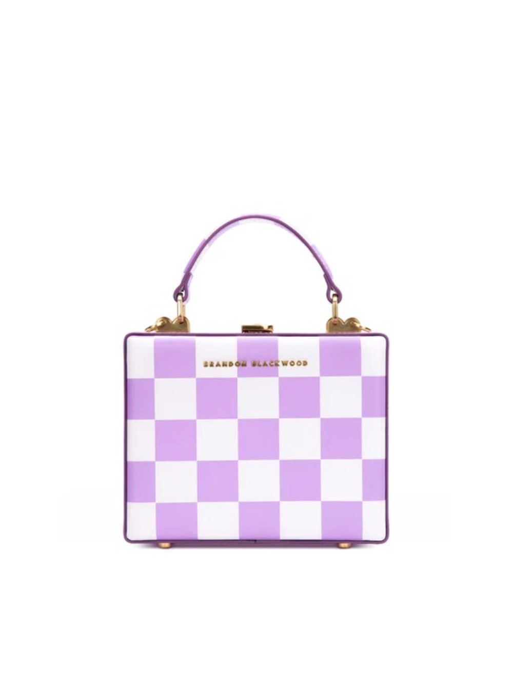Brandon Blackwood Lavender & White Checkerbox Top Handle Bag